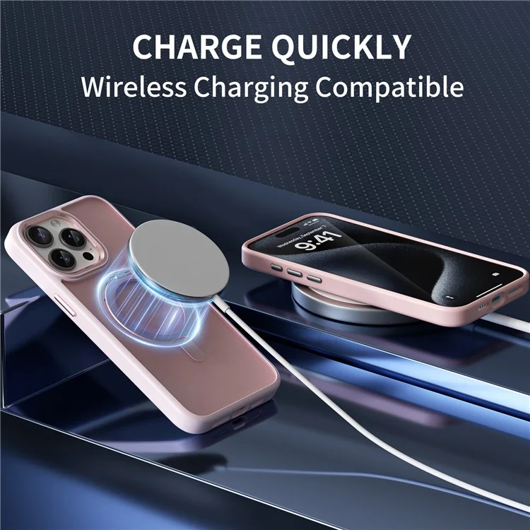 Per iPhone 14 Pro Max Custodia Invisibile Supporto Magnetico Pieghevole TPU+Acrilico Matte Cover Telefono - Zaffiro