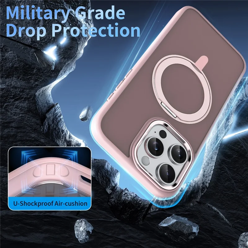 For iPhone 15 Pro Max Case Magnetic Kickstand TPU+Acrylic Phone Cover Compatible with MagSafe - Black