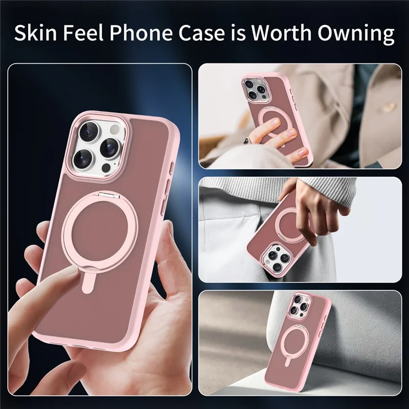 For iPhone 15 Pro Max Case Magnetic Kickstand TPU+Acrylic Phone Cover Compatible with MagSafe - Black