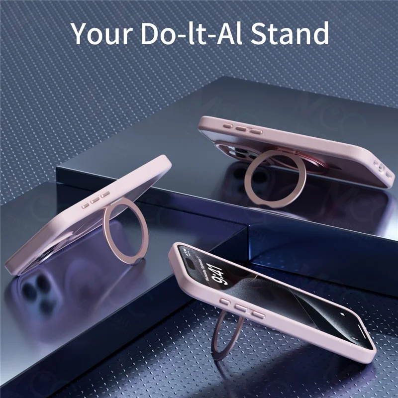 For iPhone 15 Pro Max Case Magnetic Kickstand TPU+Acrylic Phone Cover Compatible with MagSafe - Black