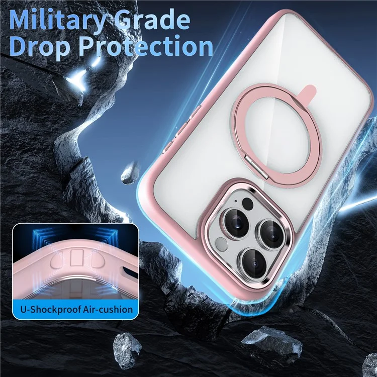 Für iPhone 13 Pro Case Magnetischer Ring Ständer TPU+Acryl Klare Handyhülle - Grau