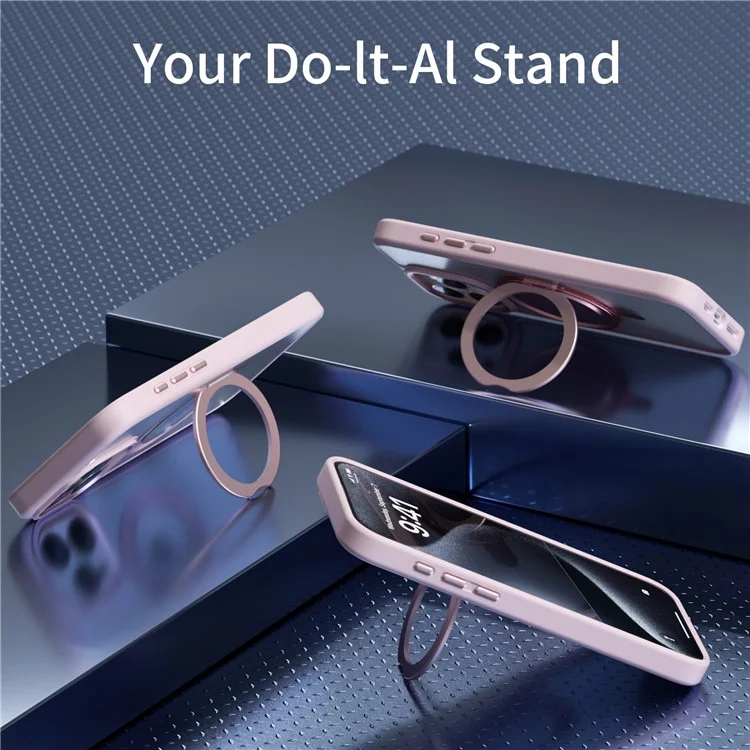 Für iPhone 13 Pro Case Magnetischer Ring Ständer TPU+Acryl Klare Handyhülle - Grau