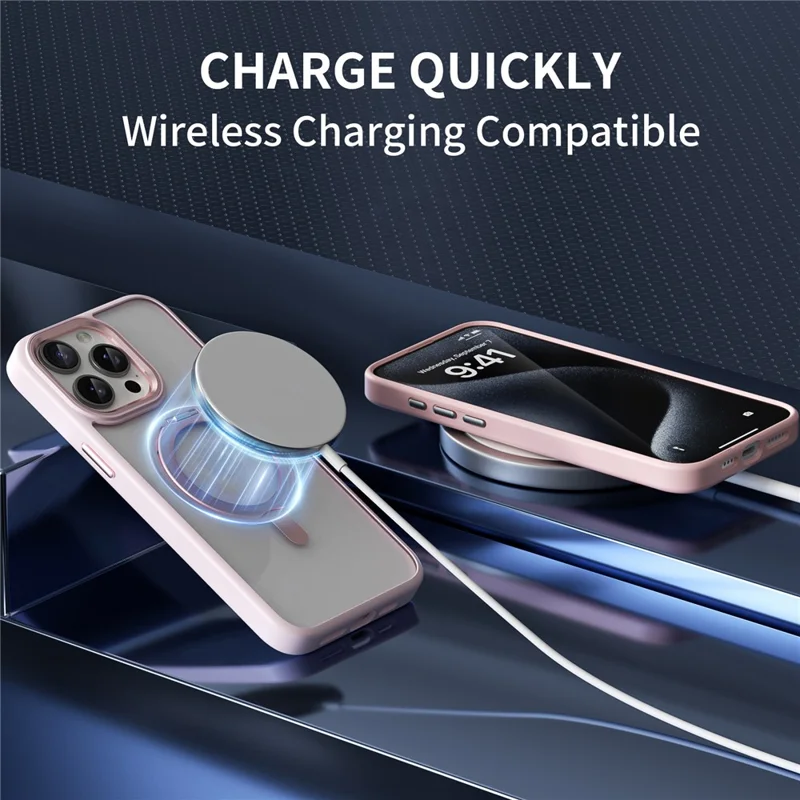 For iPhone 13 Pro Max Case Magnetic Kickstand TPU+Acrylic Transparent Cover Compatible with MagSafe - Sapphire