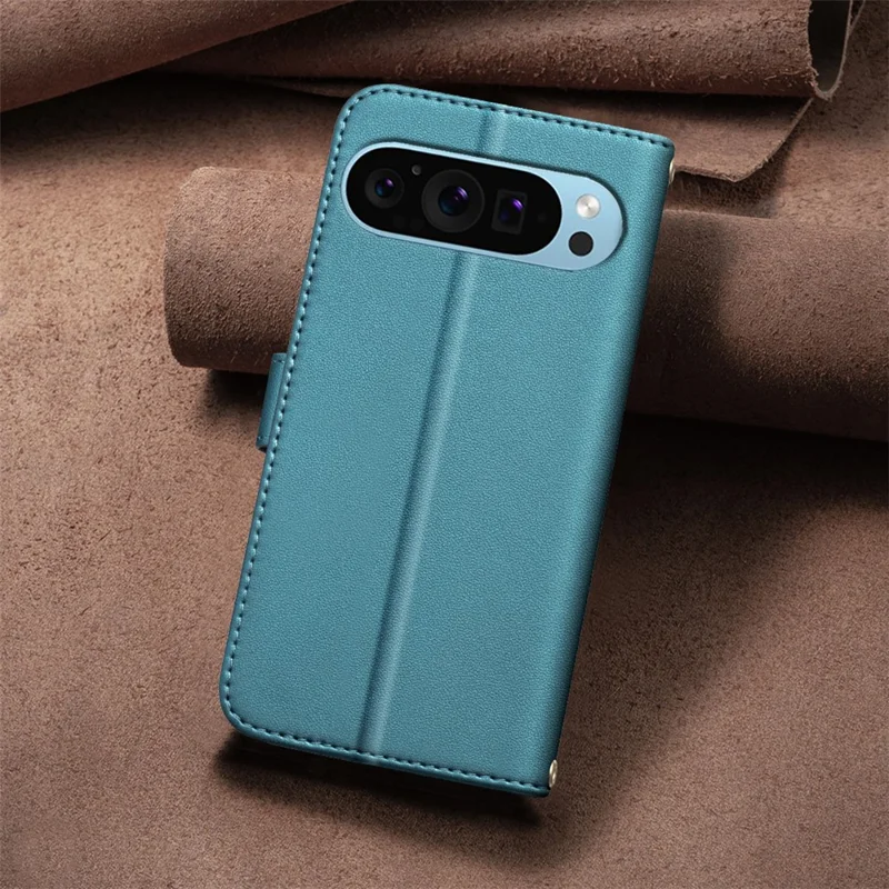 BINFEN COLOR for Google Pixel 9 Pro Leather Phone Case Square Grid Pattern - Green