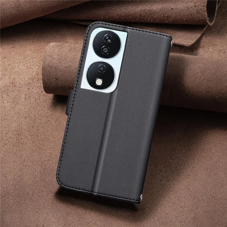 BINFEN COLOR BF34 für Honor 90 Smart / X7b 4G Hülle Ledertelefon-Cover Magnetverschluss - Schwarz