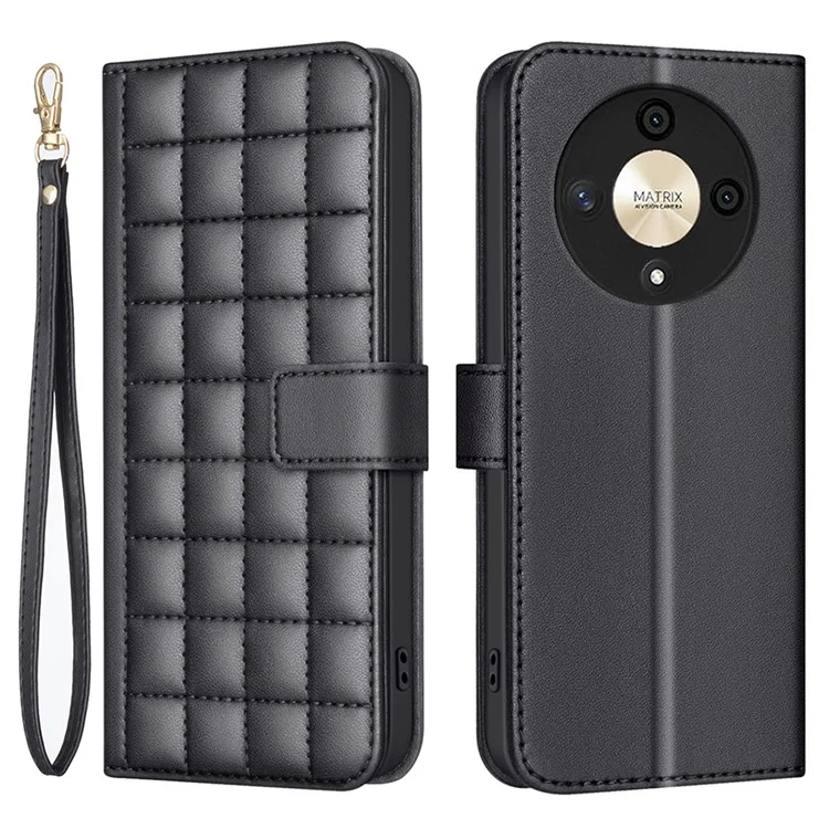 BINFEN COLOR BF34 para Honor Magic6 Lite 5G / X9b 5G Funda Anti-Caída Cubierta de Teléfono de Cuero - Negro
