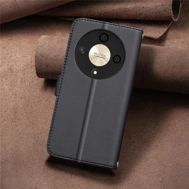 BINFEN COLOR BF34 para Honor Magic6 Lite 5G / X9b 5G Funda Anti-Caída Cubierta de Teléfono de Cuero - Negro