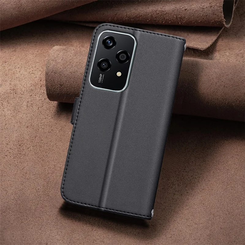 BINFEN COLOR BF34 per Honor 200 Lite Case Custodia Protettiva in Pelle PU con Griglia Quadrata - Nero