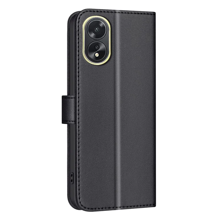 BINFEN COLOR BF34 für Oppo A18 4G / A38 4G Brieftasche Lederetui Quadrat-Gitter - Schwarz