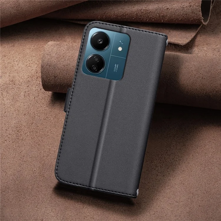 BINFEN COLOR for Xiaomi Poco M6 5G / Redmi 13R 5G / 13C 5G / 13C 4G / Poco C65 4G Leather Phone Case Wallet - Black