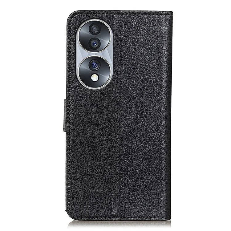 Litchi Texture PU Leather Cover per Honor 70 5G, Antigraffio Stand Wallet Chiusura Magnetica Custodia Protettiva per Telefono - Nero