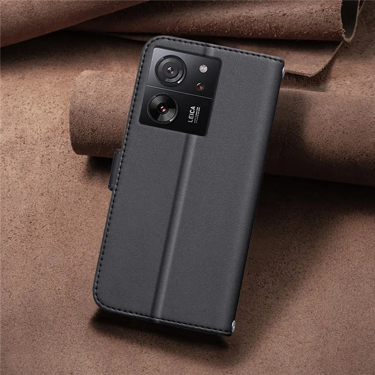 BINFEN COLOR BF34 para Xiaomi Redmi K60 Ultra / 13T / 13T Pro Funda de Cuero Billetera con Soporte - Negro