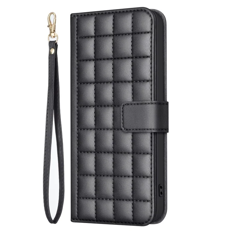 BINFEN COLOR BF34 for Xiaomi Poco X6 Pro 5G / Redmi K70E 5G Leather Phone Case Square Grid - Black