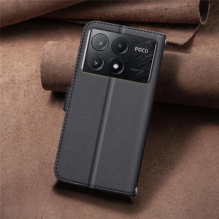 BINFEN COLOR BF34 for Xiaomi Poco X6 Pro 5G / Redmi K70E 5G Leather Phone Case Square Grid - Black