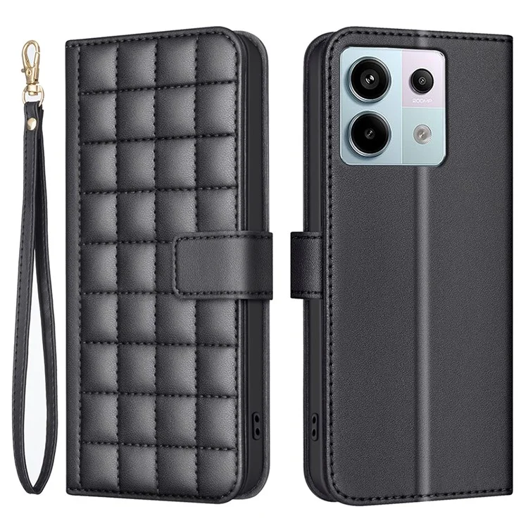 BINFEN COLOR BF34 для Xiaomi Redmi Note 13 Pro 4G / Poco M6 Pro 4G Чехол-бумажник из искусственной кожи - Черный