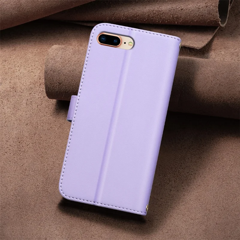 BINFEN COLOR for iPhone 17e / 16e Case Square Grid PU Leather Cover Stand Wallet - Light Purple