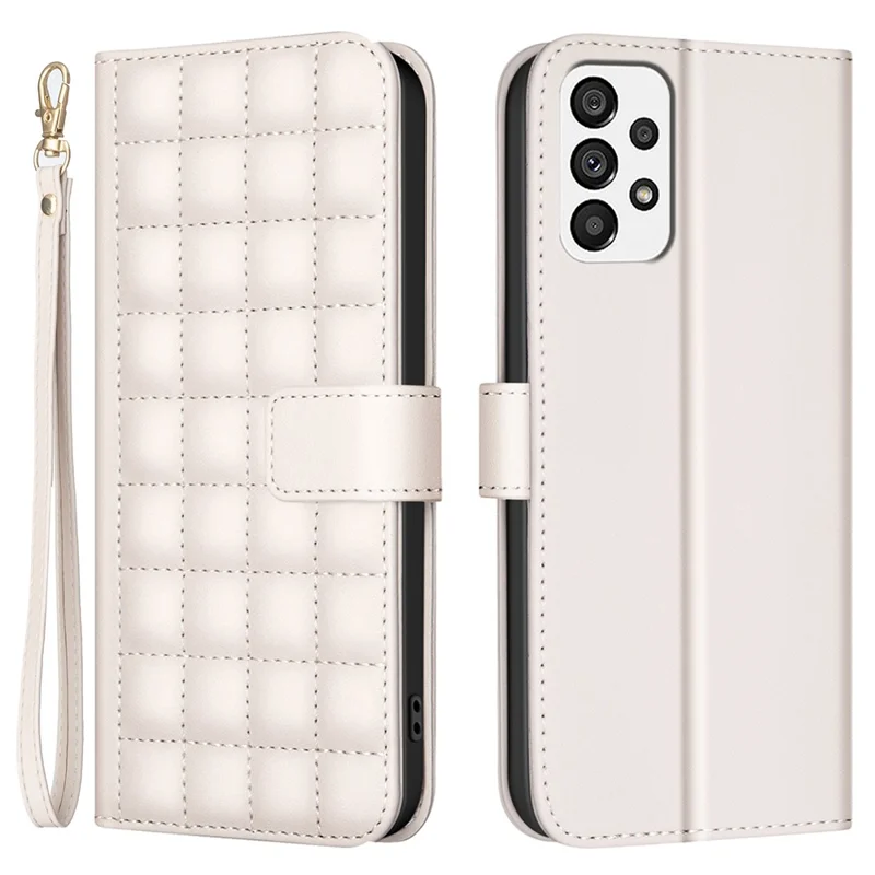 BINFEN COLOR for Samsung Galaxy A33 5G Case with Strap Leather Phone Cover - Beige