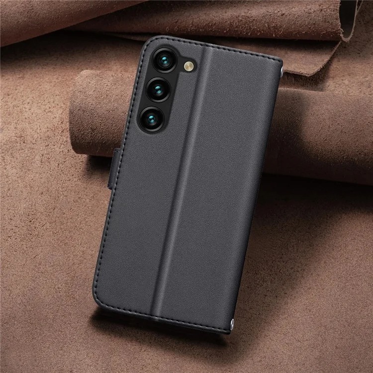 BINFEN COLOR BF34 für Samsung Galaxy S23 Case Magnetischer Verschluss Ledertelefon-Cover - Schwarz