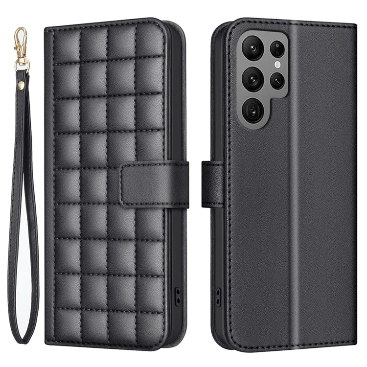 BINFEN COLOR BF34 pour Samsung Galaxy S23 Ultra Étui portefeuille en cuir PU Flip Phone Cover - Noir