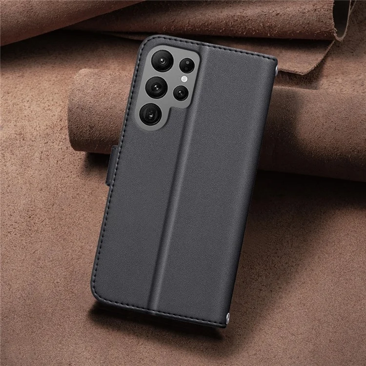 BINFEN COLOR BF34 pour Samsung Galaxy S23 Ultra Étui portefeuille en cuir PU Flip Phone Cover - Noir