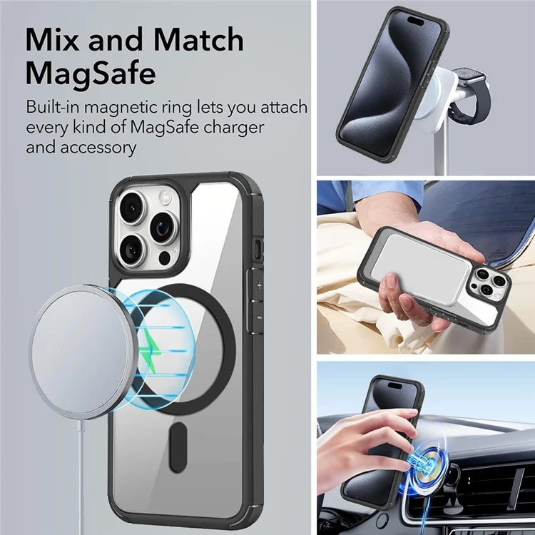 For iPhone 13 Pro Magnetic Case TPU + Acrylic Phone Back Cover Compatible with MagSafe - Royal Blue