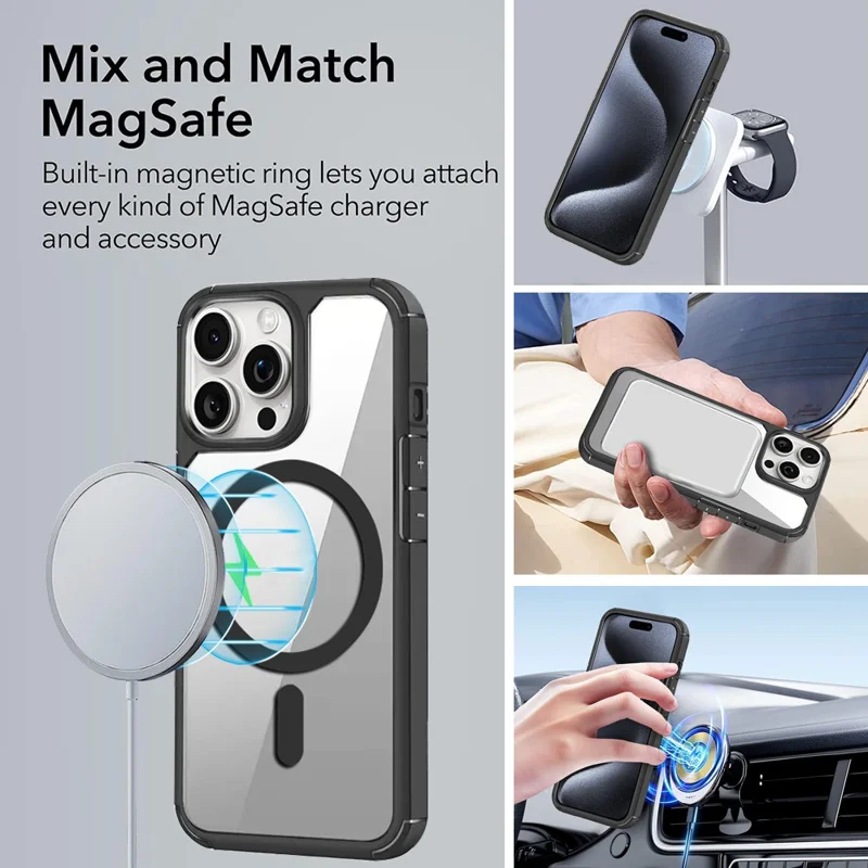 For iPhone 13 Pro Max Magnetic Case TPU + Acrylic Phone Back Cover Compatible with MagSafe - Plum