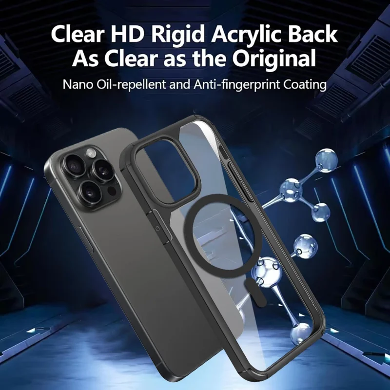 For iPhone 13 Pro Max Magnetic Case TPU + Acrylic Phone Back Cover Compatible with MagSafe - Royal Blue