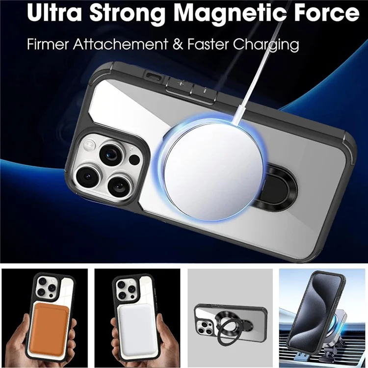 For iPhone 13 Pro Case TPU + Acrylic Phone Back Cover with Kickstand Compatible with MagSafe - Royal Blue