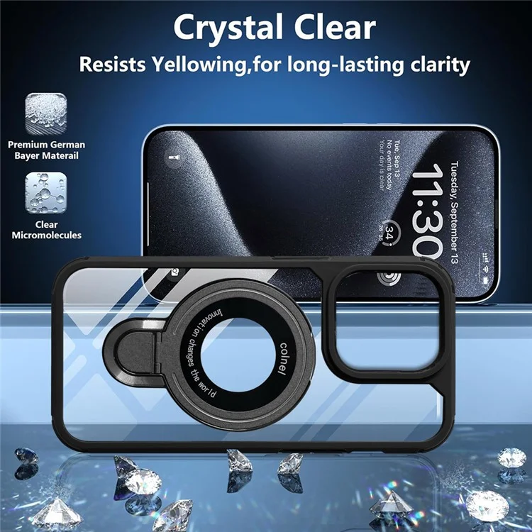 For iPhone 13 Pro Case TPU + Acrylic Phone Back Cover with Kickstand Compatible with MagSafe - Royal Blue