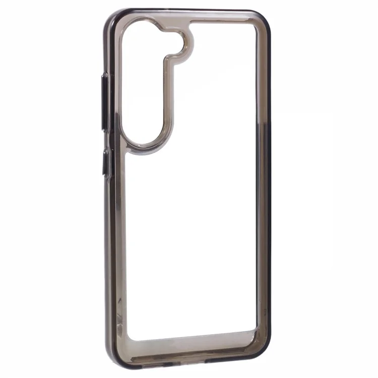 For Samsung Galaxy S23 Case Metal Button TPU + PC Phone Cover 2.0mm Thickness - Transparent Black