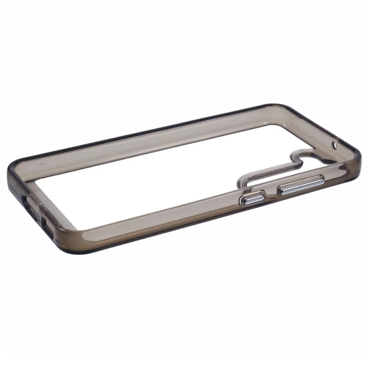 For Samsung Galaxy S23 Case Metal Button TPU + PC Phone Cover 2.0mm Thickness - Transparent Black