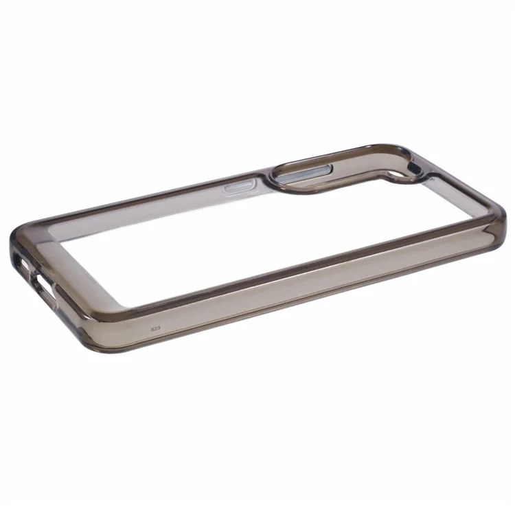 For Samsung Galaxy S23 Case Metal Button TPU + PC Phone Cover 2.0mm Thickness - Transparent Black