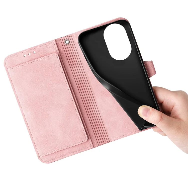 Capa 200 Pro 5G Para a Honra Floral de Couro PU com Bolso com Zíper - Rosa