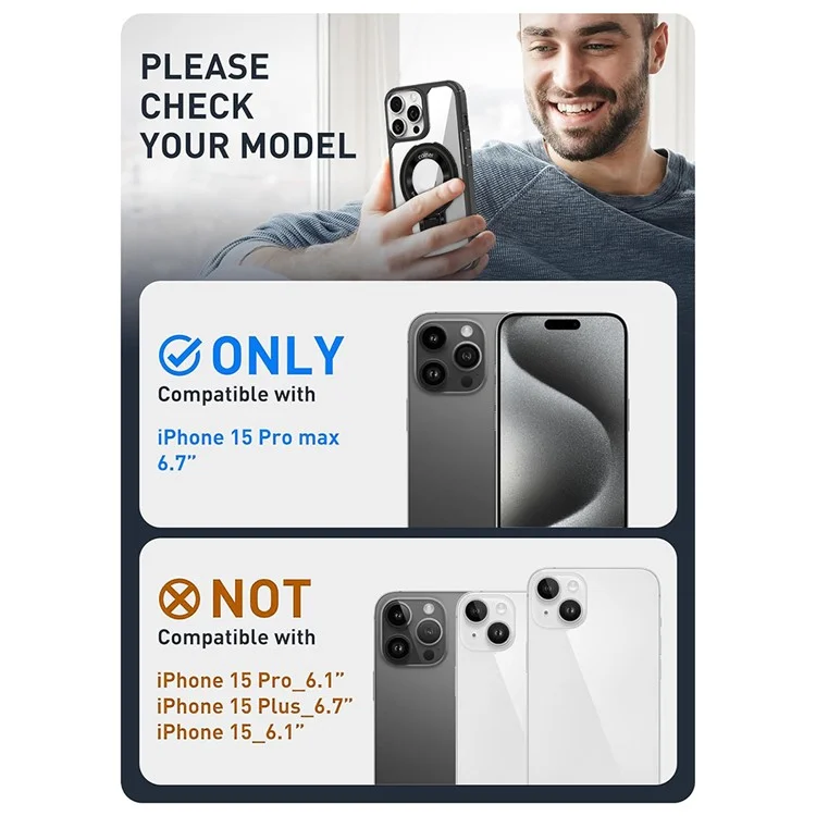 Für iPhone 14 Pro Hülle TPU + Acryl-Rückseite mit Ständer kompatibel mit MagSafe - Schwarz