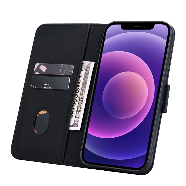 For iPhone 16 Case Rhombus Pattern Leather Phone Cover Wallet Stand Flip - Black
