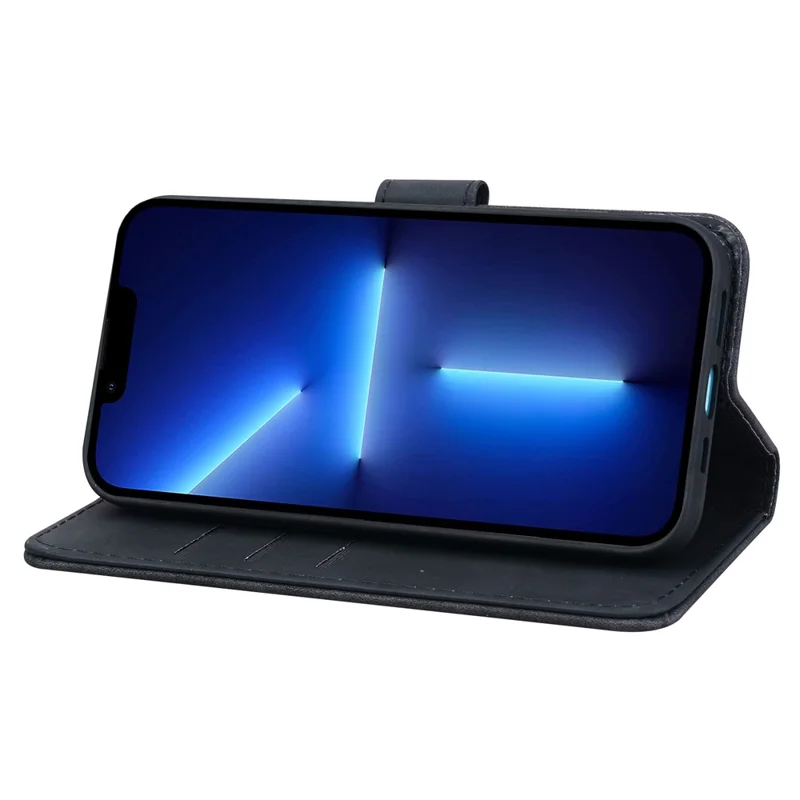 For iPhone 16 Pro Max Case PU Leather Wallet Flip Phone Cover Flower Imprinted - Black