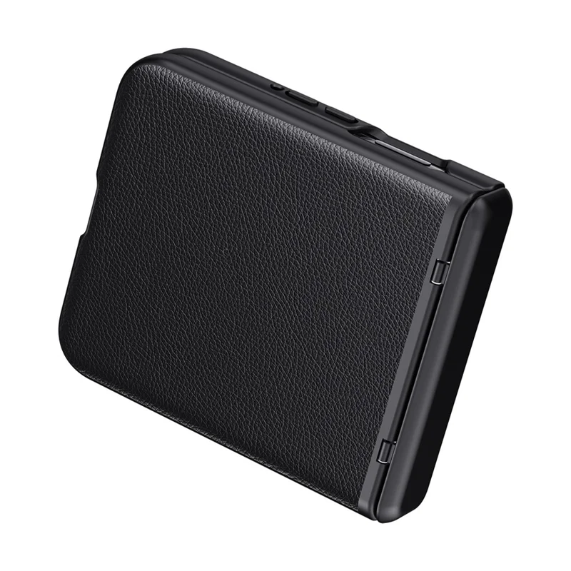 For Motorola Razr 50 5G Case Hinge Protection PU Leather+PC Phone Cover with Rear Small Screen Protector - Black