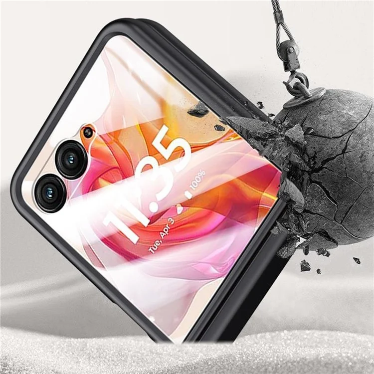 For Motorola Razr 50 Ultra 5G Case Skin-Touch PU Leather Back Cover with Rebound Hinge, Rear Small Screen Protector - Black