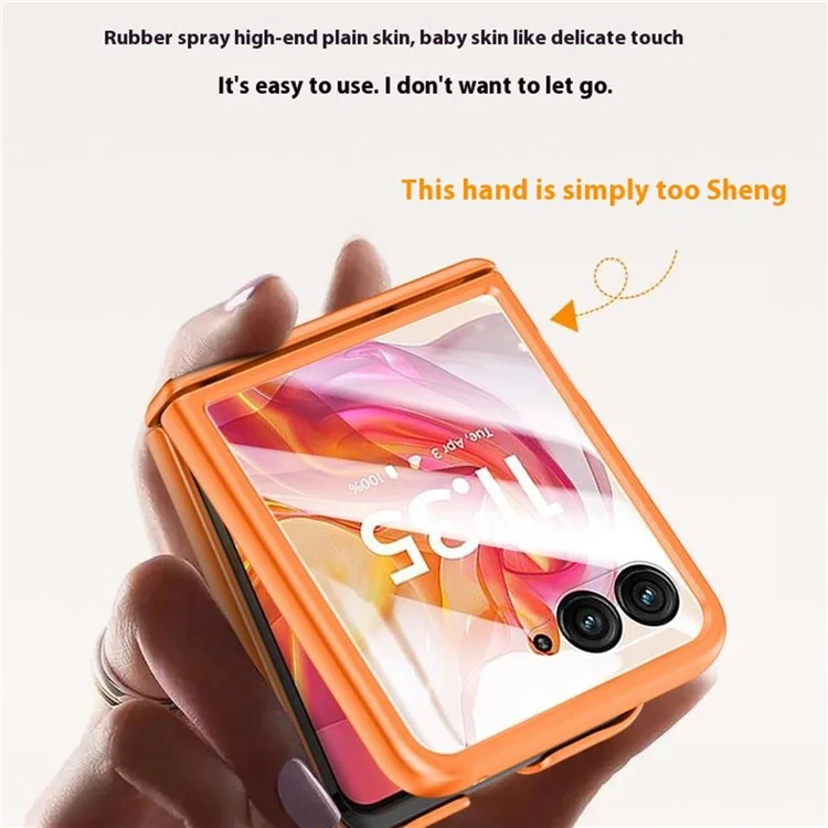 For Motorola Razr 50 Ultra 5G Case Skin-Touch PU Leather Back Cover with Rebound Hinge, Rear Small Screen Protector - Black