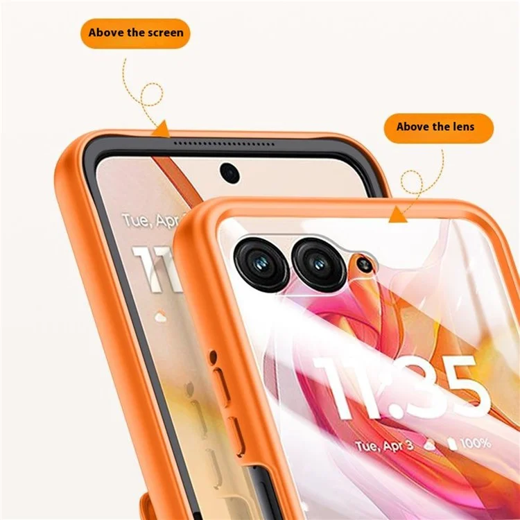 For Motorola Razr 50 Ultra 5G Case Skin-Touch PU Leather Back Cover with Rebound Hinge, Rear Small Screen Protector - Black