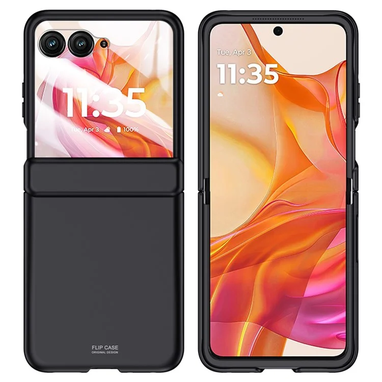 Чехол для Motorola Razr 50 Ultra 5G, противоударный, жесткий пластиковый чехол с защитой заднего малого экрана - черный