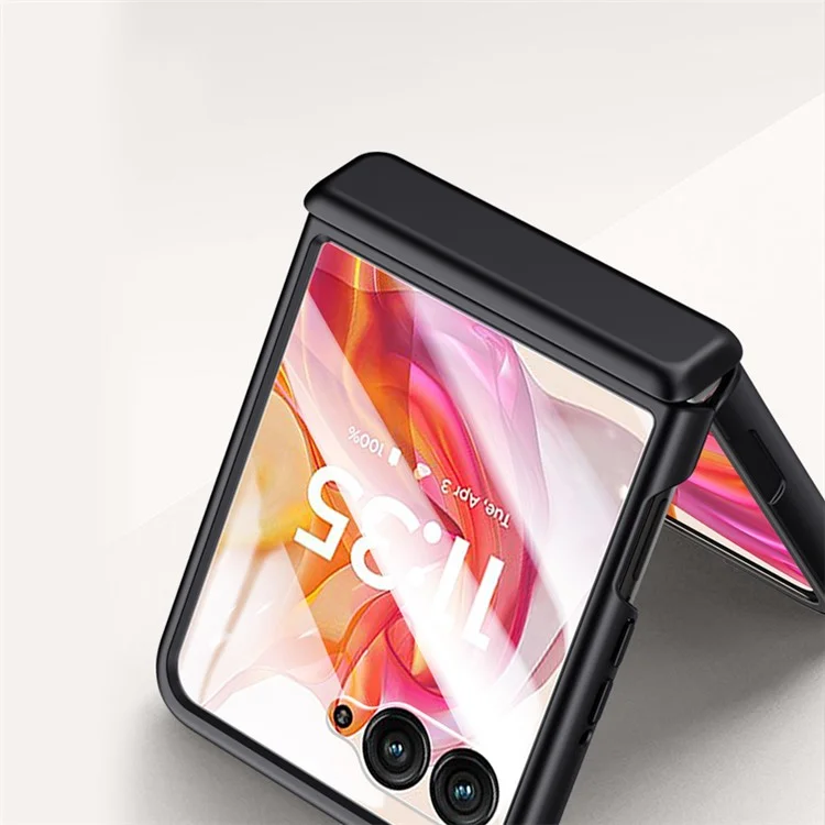Чехол для Motorola Razr 50 Ultra 5G, противоударный, жесткий пластиковый чехол с защитой заднего малого экрана - черный