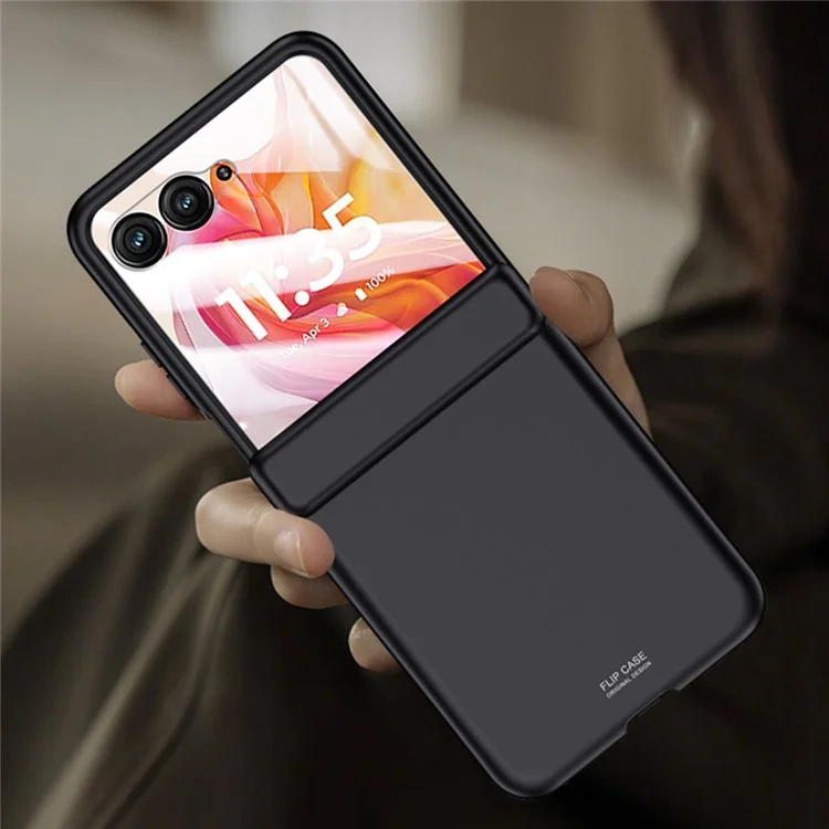 Чехол для Motorola Razr 50 Ultra 5G, противоударный, жесткий пластиковый чехол с защитой заднего малого экрана - черный