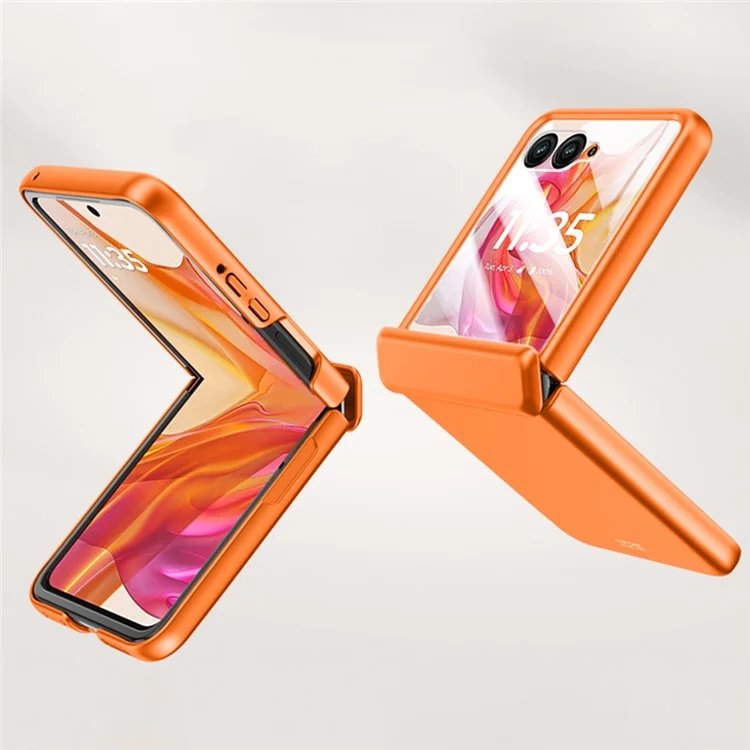 Чехол для Motorola Razr 50 Ultra 5G, противоударный, жесткий пластиковый чехол с защитой заднего малого экрана - черный