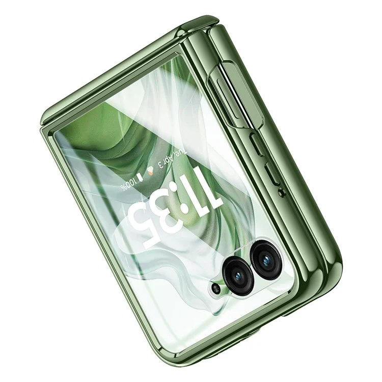 Для чехла Motorola Razr 50 5G PC+Acrylic Phone Cover с задним небольшим экраном Защитный экран шарнира - Зеленый