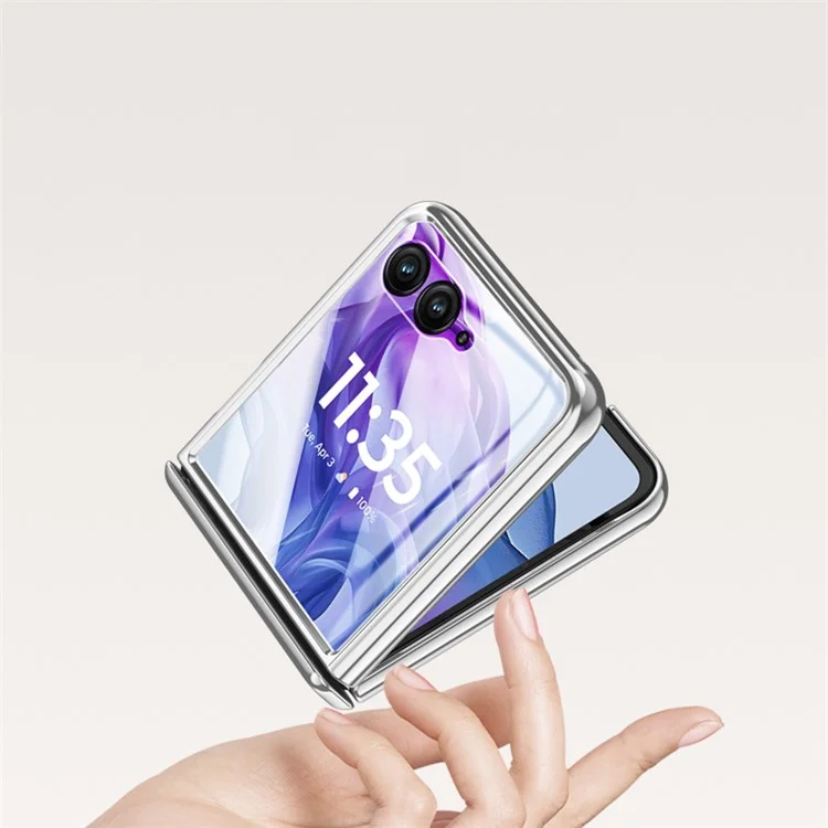 Для чехла Motorola Razr 50 5G PC+Acrylic Phone Cover с задним небольшим экраном Защитный экран шарнира - Зеленый