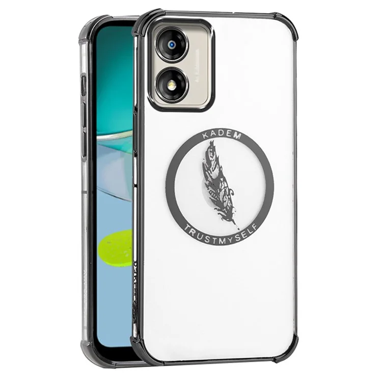 KADEM Capa para Motorola Moto E13 4G, Capa de telefone TPU transparente com padrão de pena - Preto