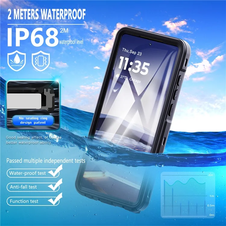 REDPEPPER Série A pour Motorola Moto G Stylus 5G (2024) Étui de téléphone IP68 Coque arrière transparente Étui étanche