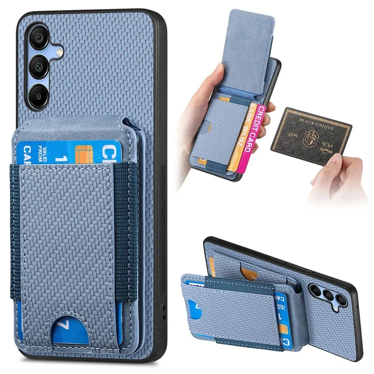 C1-12 Pour Samsung Galaxy A25 5G (Global) (161.0 X 76.5 X 8.3mm) Étui Porte-Carte Arrière Cuir Housse de Téléphone - Bleu