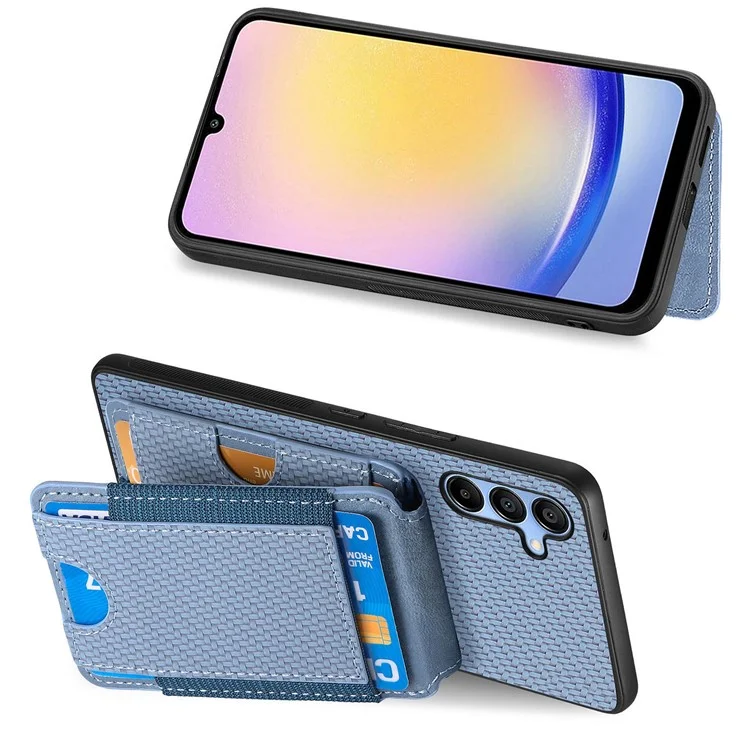 C1-12 Pour Samsung Galaxy A25 5G (Global) (161.0 X 76.5 X 8.3mm) Étui Porte-Carte Arrière Cuir Housse de Téléphone - Bleu